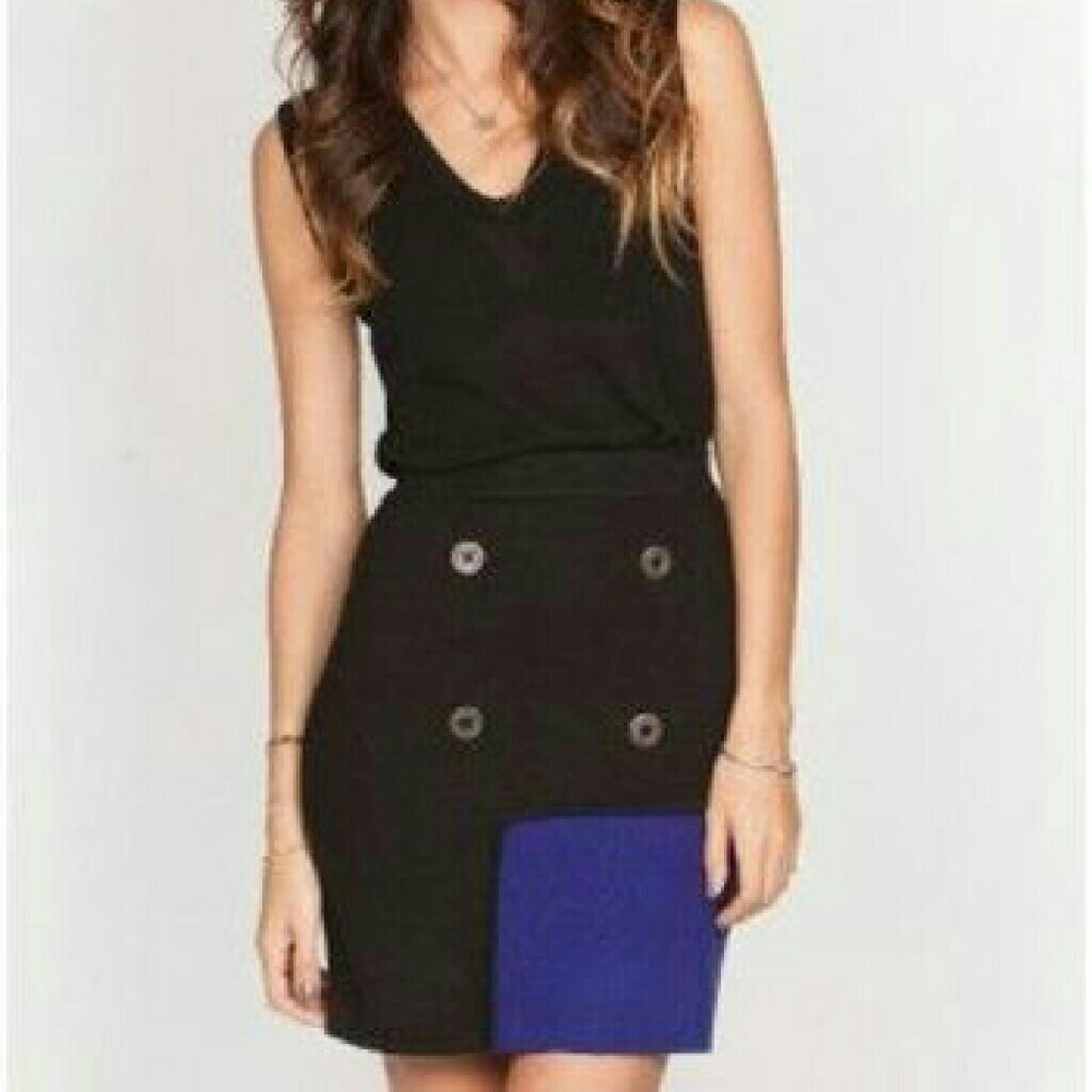 Yuka of Paris color block skirt black & purple Small nwt